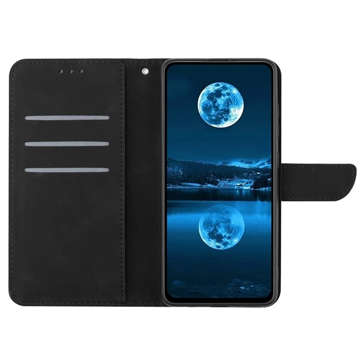 For TECNO Camon 40 Pro 5G Case Skin Touch Lines Imprinted PU Leather Flip Phone Cover - Black