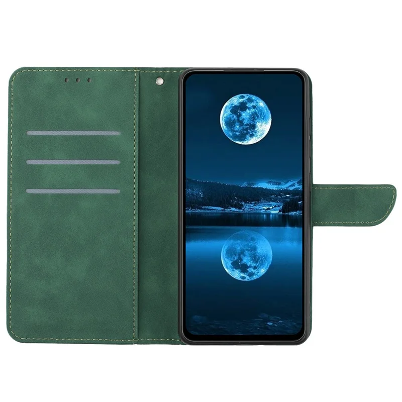 For TECNO Camon 40 Pro 5G Case Skin Touch Lines Imprinted PU Leather Flip Phone Cover - Green