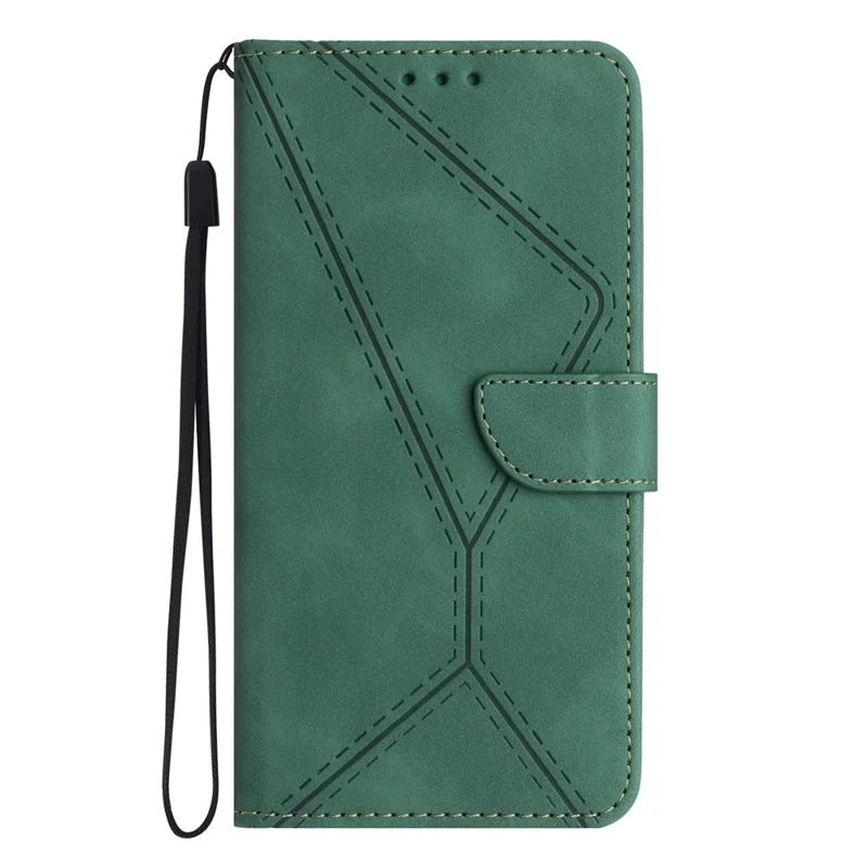 For TECNO Camon 40 Pro 5G Case Skin Touch Lines Imprinted PU Leather Flip Phone Cover - Green