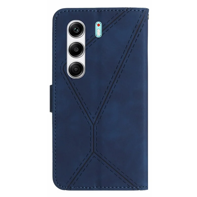 For TECNO Camon 40 Pro 5G Case Skin Touch Lines Imprinted PU Leather Flip Phone Cover - Blue