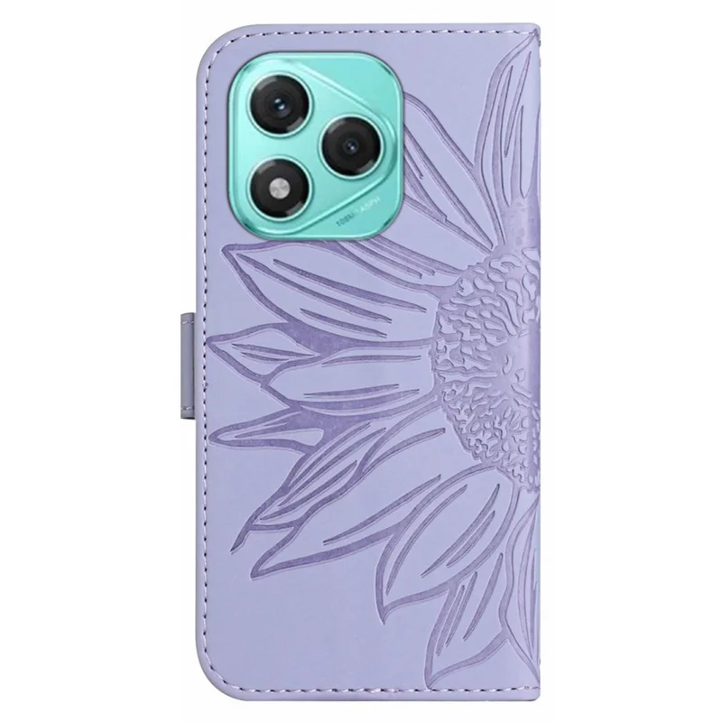For Honor 400 Lite 5G Case Sunflower Imprint Leather Wallet Phone Cover with Wrist Strap - Light Purple