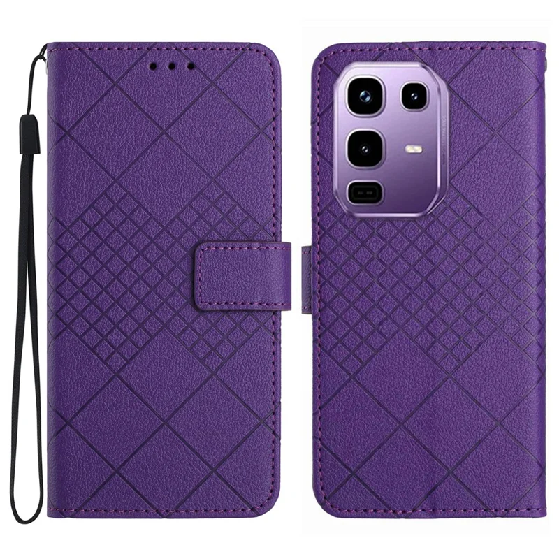Cover a portafoglio con stampa in pelle PU per Infinix Note 50 Pro 4G / Note 50 4G - Viola Scuro