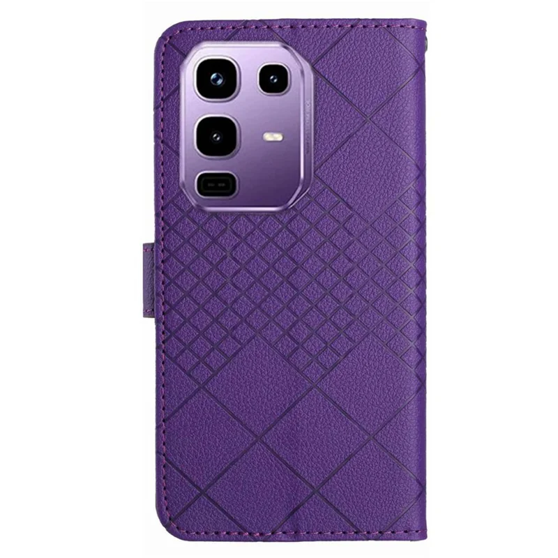 Cover a portafoglio con stampa in pelle PU per Infinix Note 50 Pro 4G / Note 50 4G - Viola Scuro