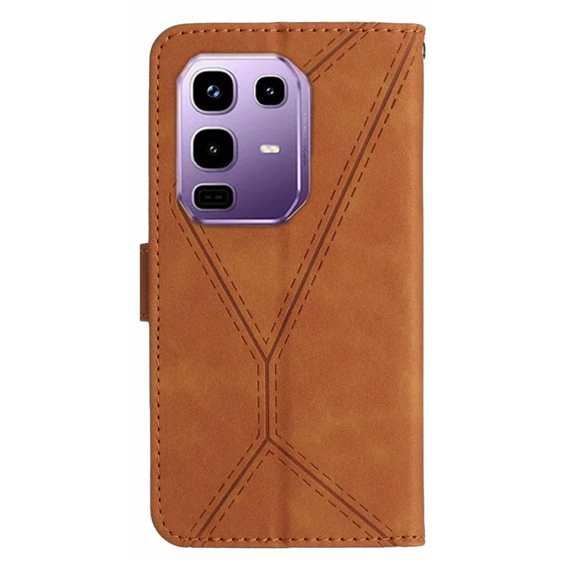 For Infinix Note 50 Pro 4G / 50 4G Case Skin Touch Lines Imprinted PU Leather Flip Phone Cover - Brown
