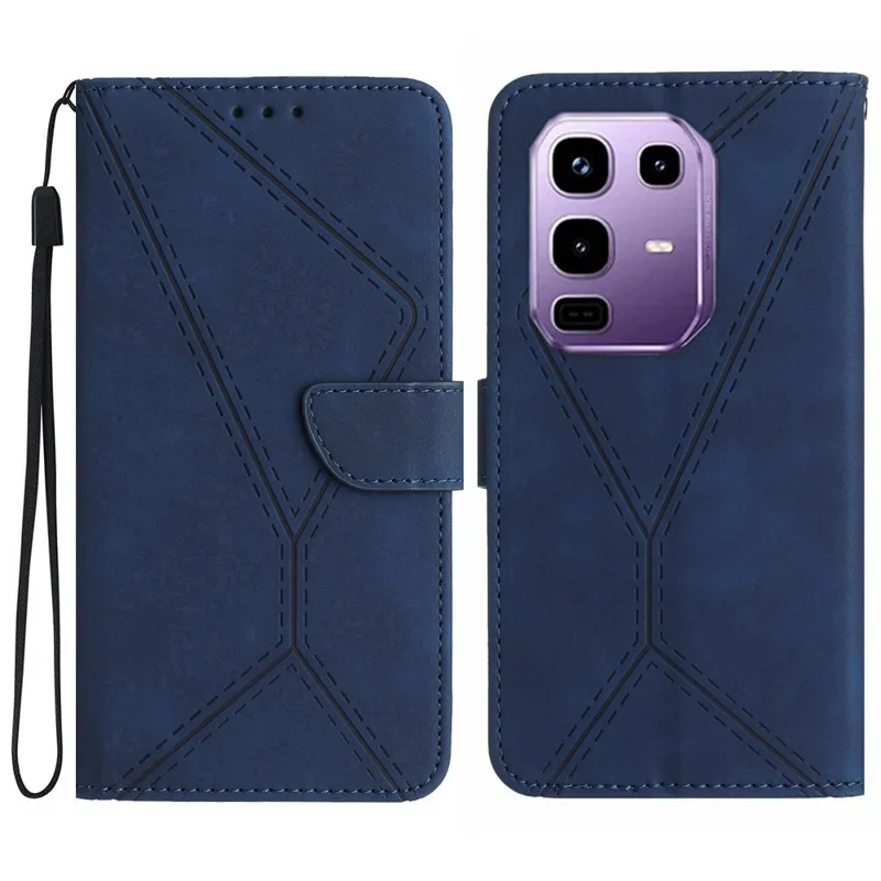 For Infinix Note 50 Pro 4G / 50 4G Case Skin Touch Lines Imprinted PU Leather Flip Phone Cover - Blue