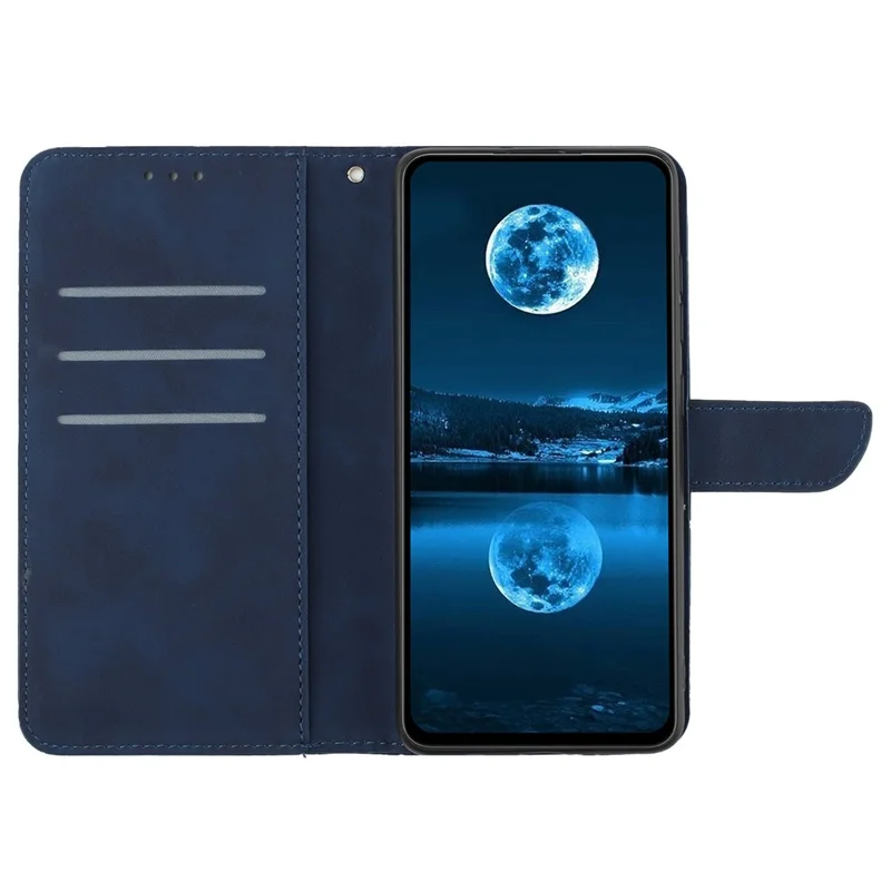 For Infinix Note 50 Pro 4G / 50 4G Case Skin Touch Lines Imprinted PU Leather Flip Phone Cover - Blue