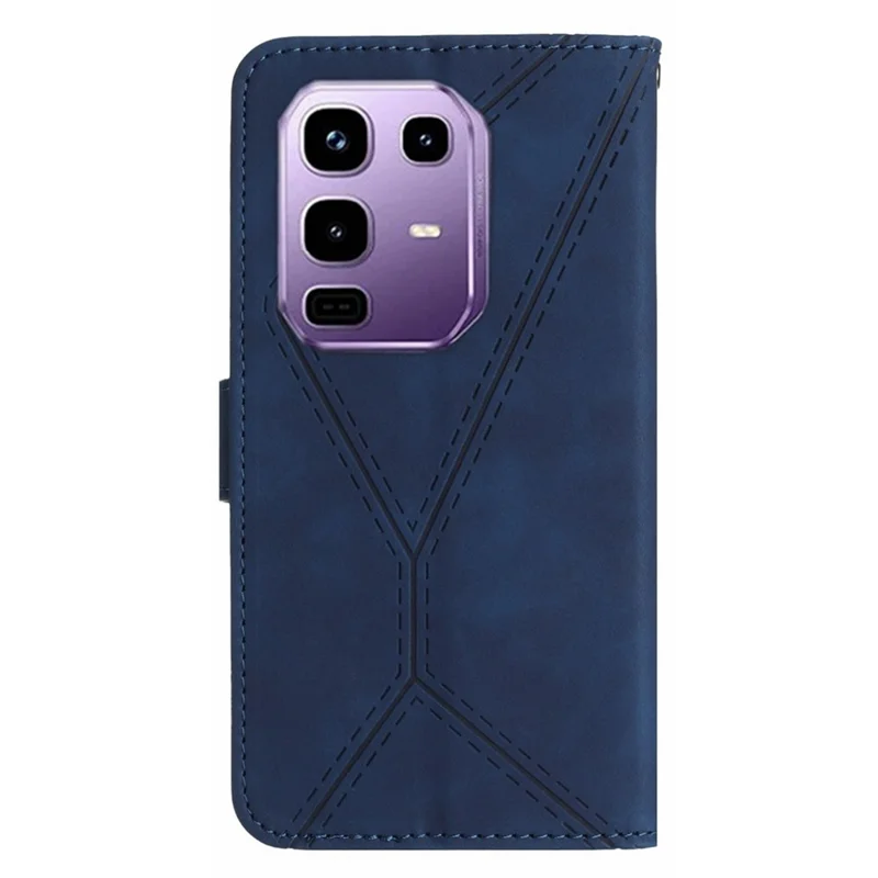 For Infinix Note 50 Pro 4G / 50 4G Case Skin Touch Lines Imprinted PU Leather Flip Phone Cover - Blue