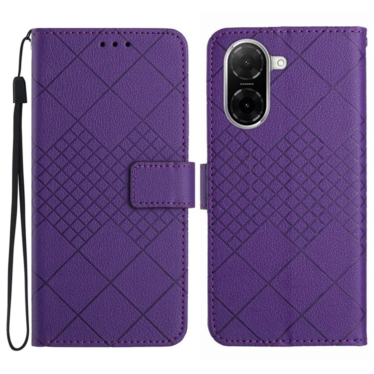 Cover a portafoglio in pelle PU con impronta per Xiaomi Redmi A5 4G - Viola scuro