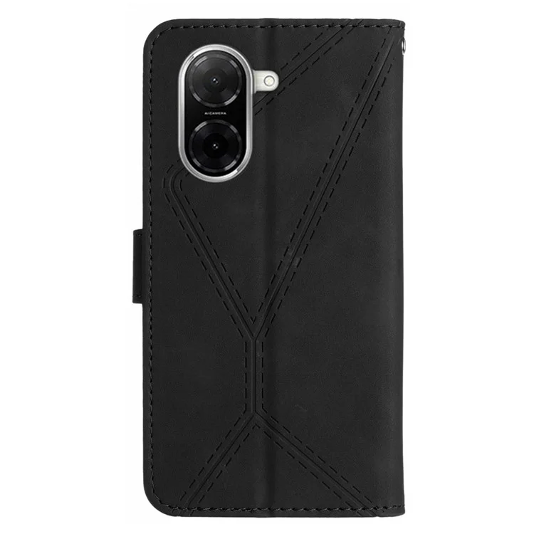 Cover per Xiaomi Redmi A5 4G con Linee Impresse Effetto Pelle, Custodia a Libro in Similpelle - Nero