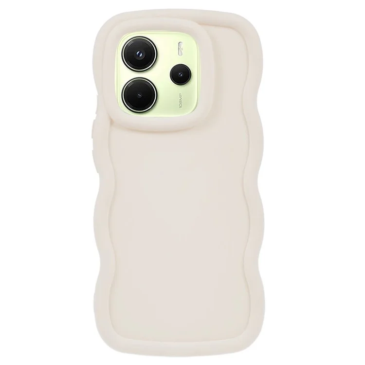 For Xiaomi Redmi Note 14 4G (163.25mm) Case TPU Protective Phone Cover Unique Curly Wave Frame - White