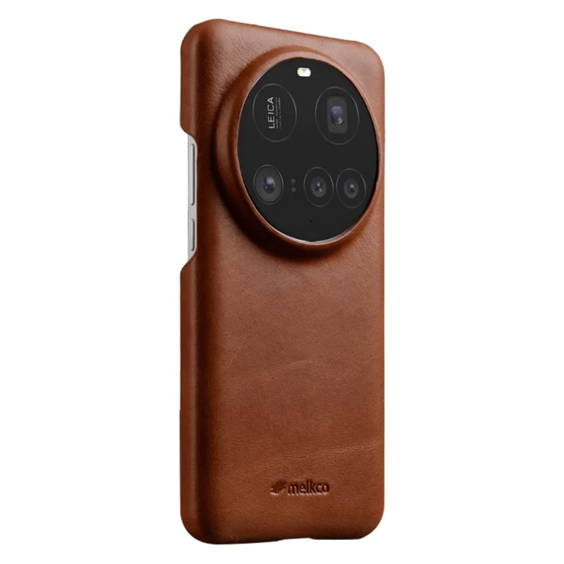 MELKCO For Xiaomi 15 Ultra Case Compatible with MagSafe Waxy Genuine Cow Leather PC Phone Back Cover - Brown