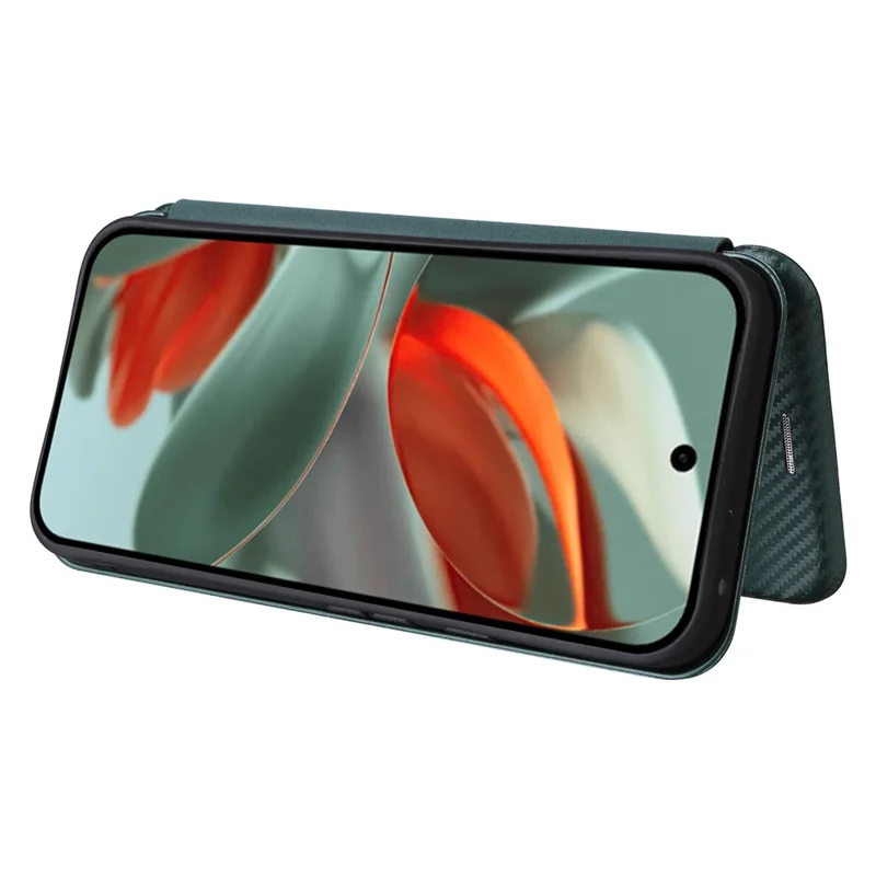 For Google Pixel 10 Pro XL Case Carbon Fiber Texture Drop-Proof PU Leather Phone Cover - Green