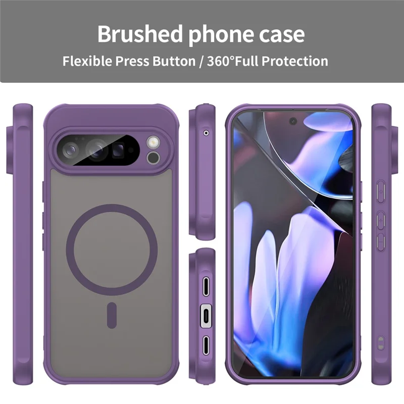 For Google Pixel 10 Pro XL Magnetic Case Anti Drop PC + TPU Phone Cover - Purple