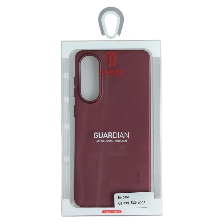 X-LEVEL Guardian Series For Samsung Galaxy S25 Edge Case Soft TPU Frosted Protective Phone Cover - Wine Red