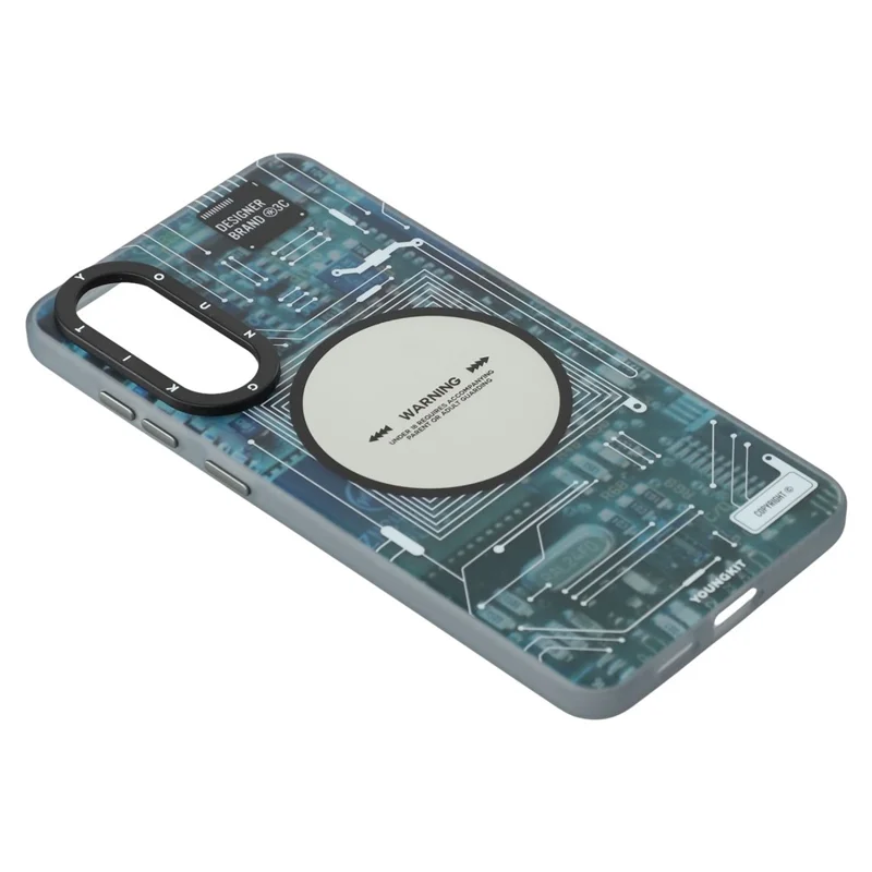 YOUNGKIT For Samsung Galaxy S25 Edge Magnetic Case IMD Circuit Board PC TPU Phone Cover Matte Finish - Grey