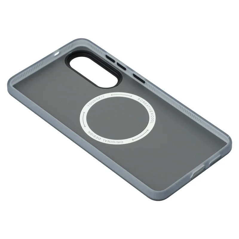 YOUNGKIT For Samsung Galaxy S25 Edge Magnetic Case IMD Circuit Board PC TPU Phone Cover Matte Finish - Grey