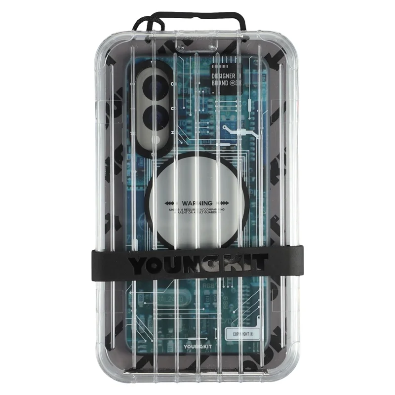 YOUNGKIT For Samsung Galaxy S25 Edge Magnetic Case IMD Circuit Board PC TPU Phone Cover Matte Finish - Grey