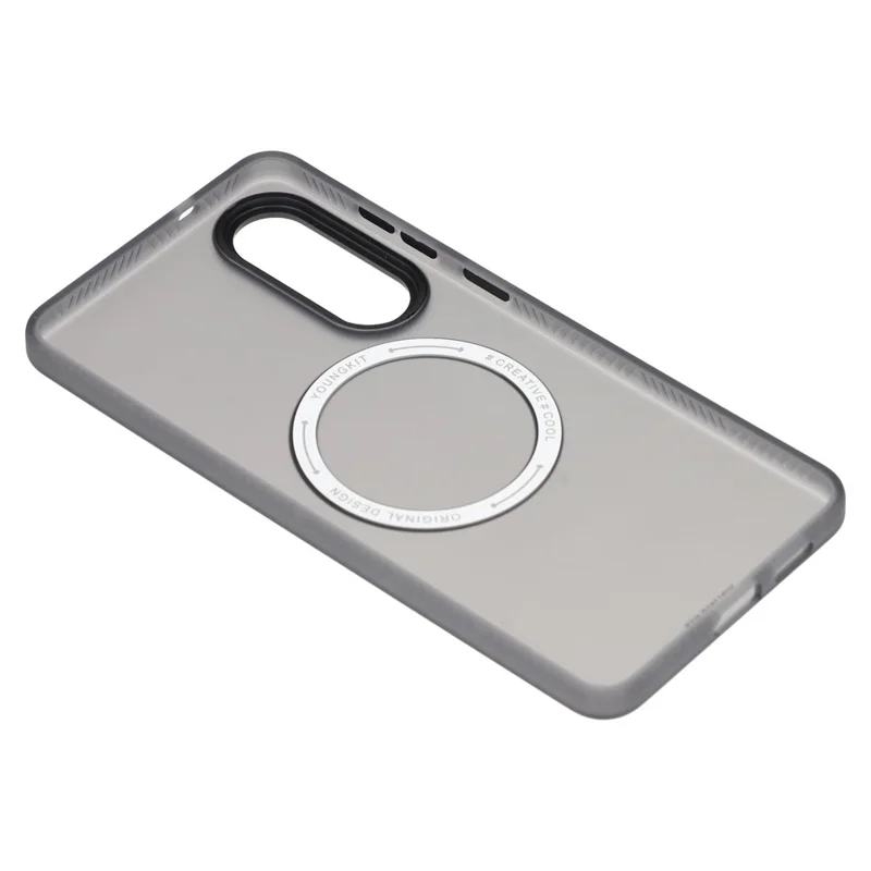 YOUNGKIT For Samsung Galaxy S25 Edge Matte Magnetic Case PET TPU Phone Cover - Transparent Black