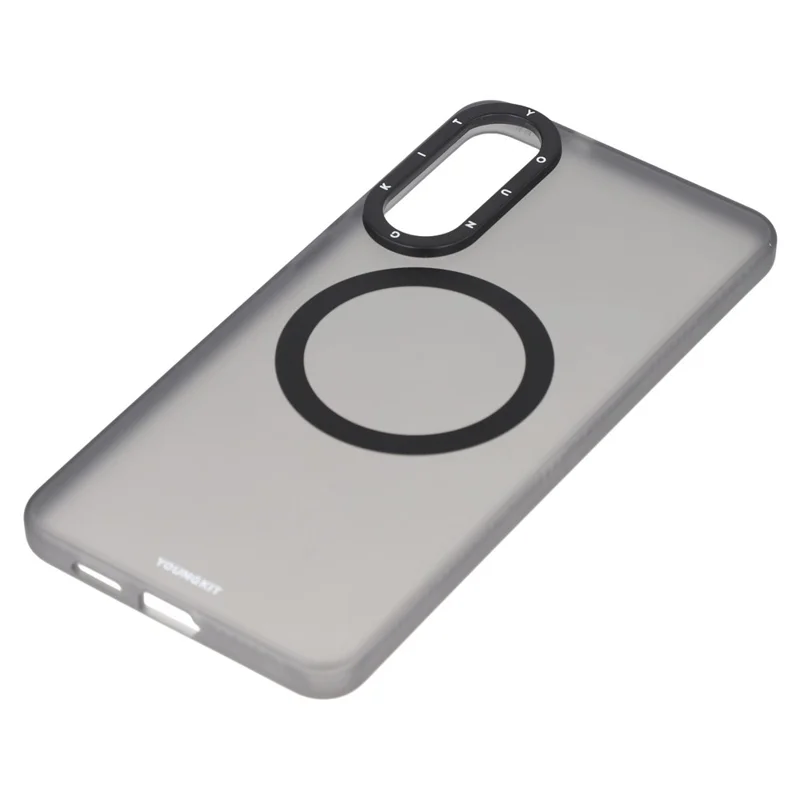 YOUNGKIT For Samsung Galaxy S25 Edge Matte Magnetic Case PET TPU Phone Cover - Transparent Black