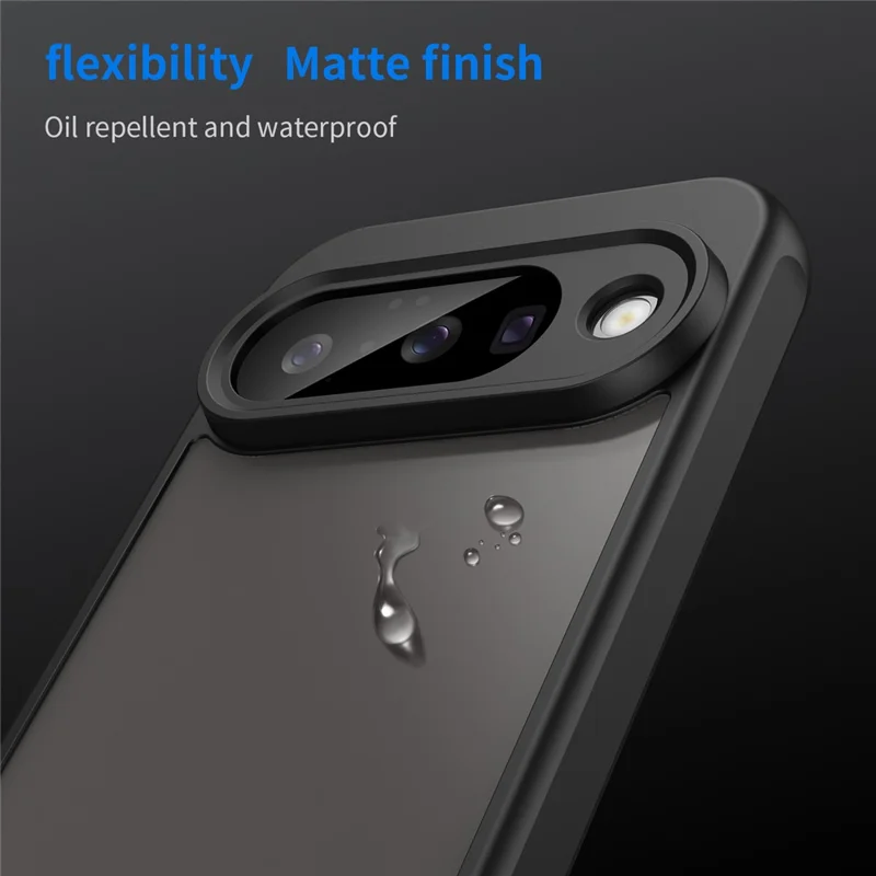 For Google Pixel 10 Case Drop Proof Airbags Frosted Translucent PC + TPU Phone Back Cover - Black