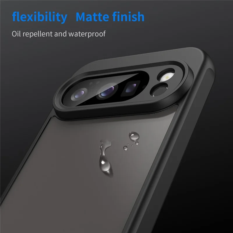For Google Pixel 10 Pro Case Drop Proof Airbags Frosted Translucent PC + TPU Phone Back Cover - Black