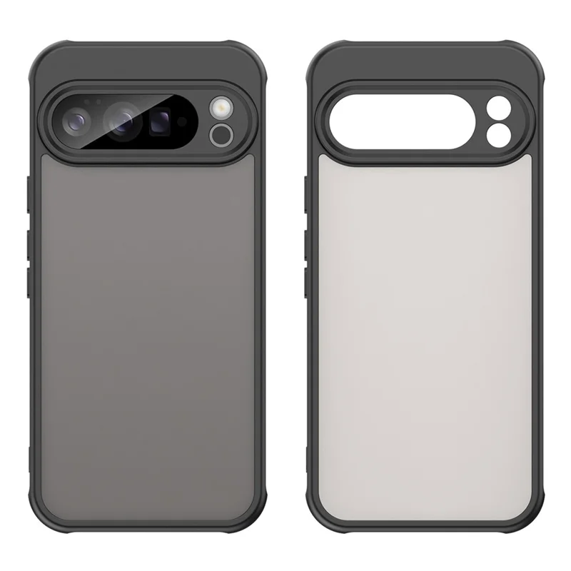 For Google Pixel 10 Pro XL Case Drop Proof Airbags Frosted Translucent PC + TPU Phone Back Cover - Black