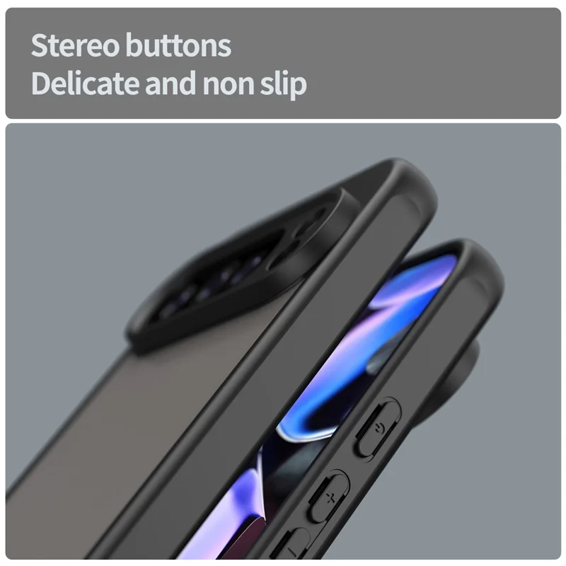 For Google Pixel 10 Pro XL Case Drop Proof Airbags Frosted Translucent PC + TPU Phone Back Cover - Black