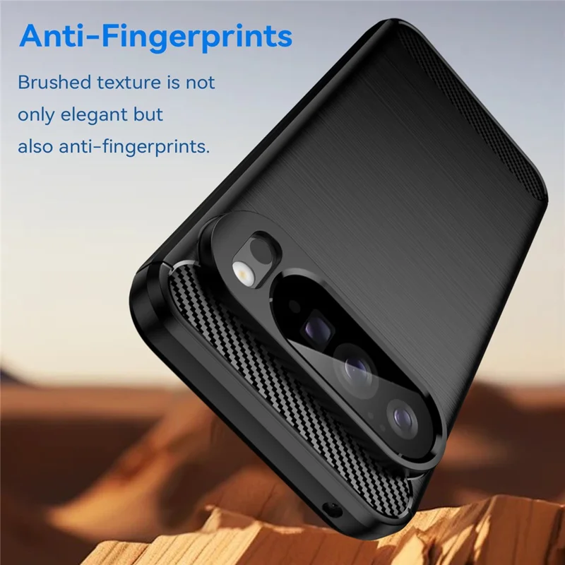 For Google Pixel 10 Pro XL Case Protective Phone Cover Carbon Fiber Texture Brushed - Black