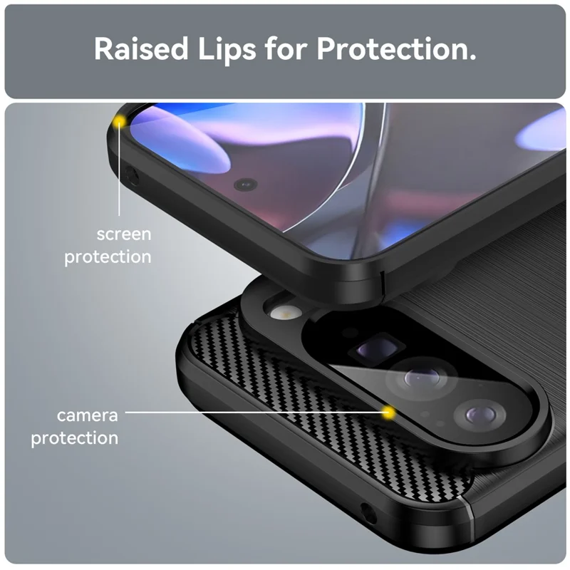 For Google Pixel 10 Pro XL Case Protective Phone Cover Carbon Fiber Texture Brushed - Black