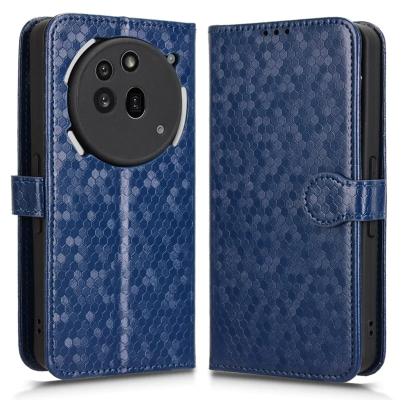 For Nothing Phone (3a) Pro Wallet Case Dot Pattern Imprint PU Leather Phone Cover - Dark Blue