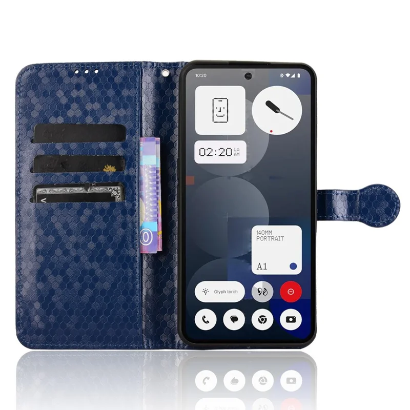 For Nothing Phone (3a) Pro Wallet Case Dot Pattern Imprint PU Leather Phone Cover - Dark Blue