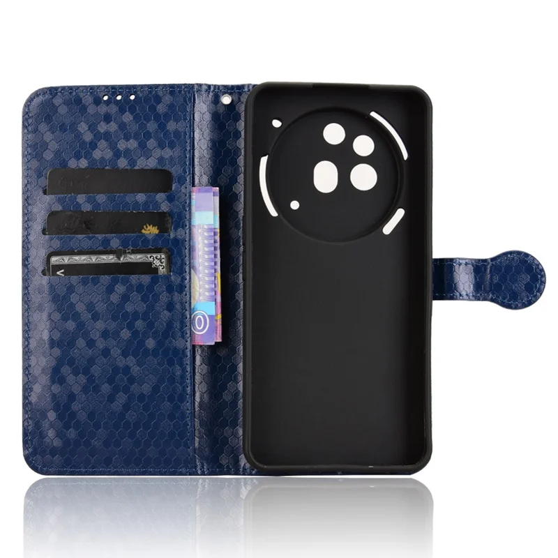 For Nothing Phone (3a) Pro Wallet Case Dot Pattern Imprint PU Leather Phone Cover - Dark Blue