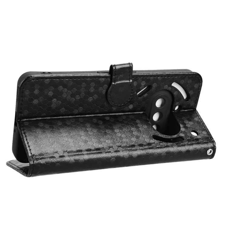 For Nothing Phone (3a) Wallet Case Dot Pattern Imprint PU Leather Phone Cover - Black