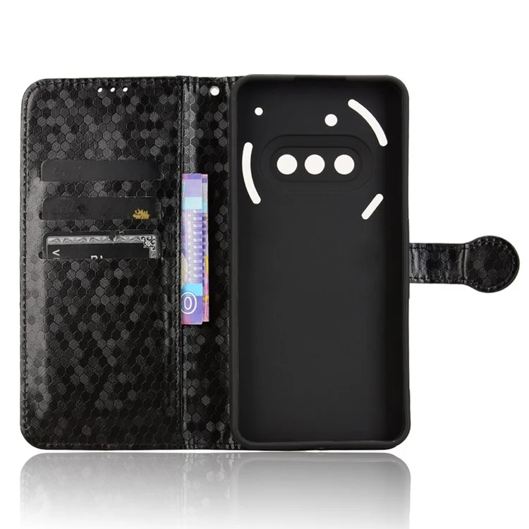 For Nothing Phone (3a) Wallet Case Dot Pattern Imprint PU Leather Phone Cover - Black