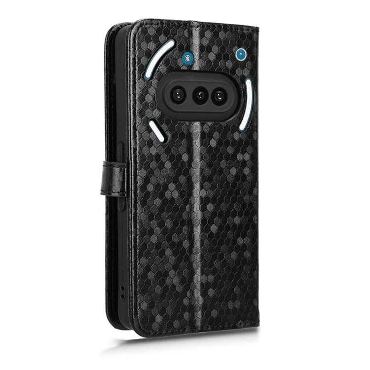 For Nothing Phone (3a) Wallet Case Dot Pattern Imprint PU Leather Phone Cover - Black