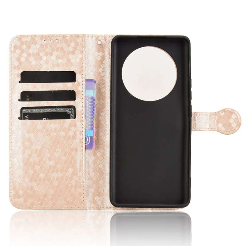 Custodia a portafoglio per Realme 14 Pro Lite 5G / 13 Pro 5G (Global) / 13 Pro+ 5G (Cina) Custodia per telefono in pelle PU con motivo a pois - Oro rosa