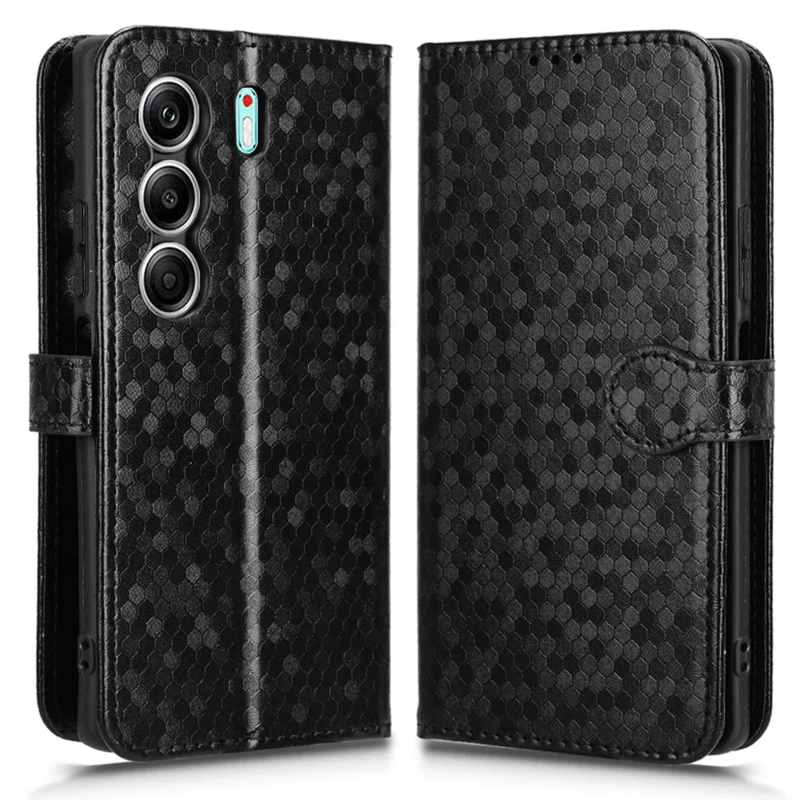 Wallet Case for TECNO Camon 40 4G / 40 Pro 4G / 40 Pro 5G Dot Pattern Imprint PU Leather Phone Cover - Black
