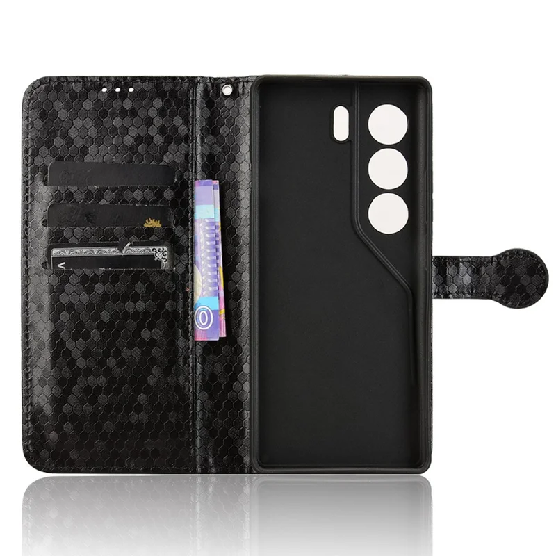 Wallet Case for TECNO Camon 40 4G / 40 Pro 4G / 40 Pro 5G Dot Pattern Imprint PU Leather Phone Cover - Black