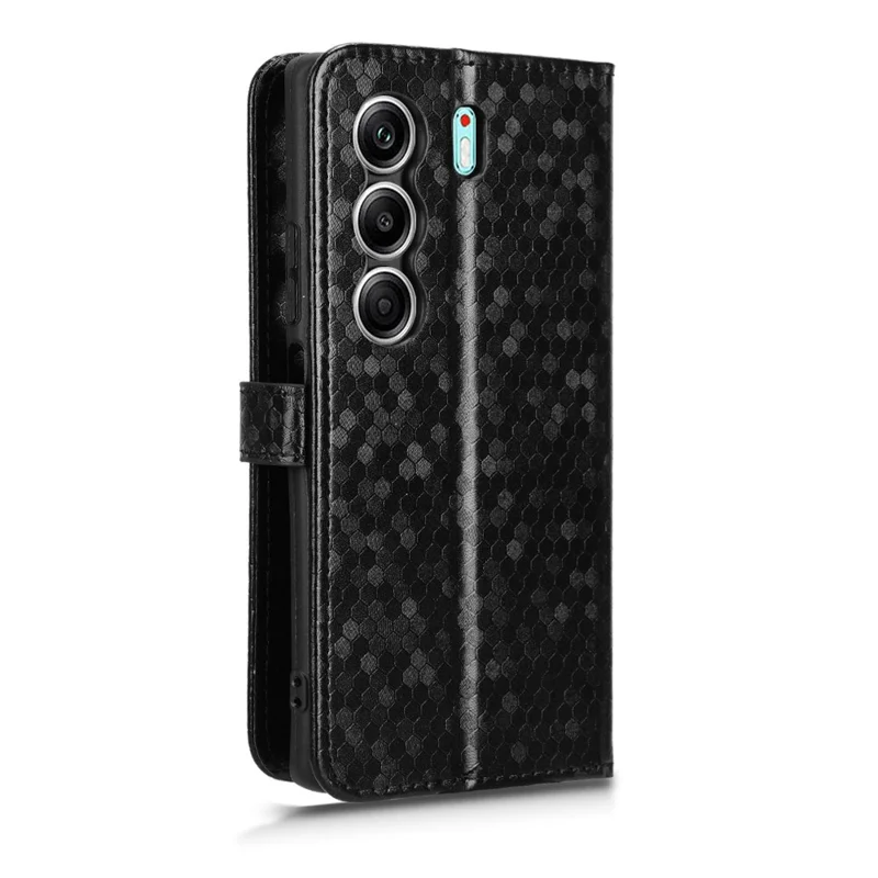 Wallet Case for TECNO Camon 40 4G / 40 Pro 4G / 40 Pro 5G Dot Pattern Imprint PU Leather Phone Cover - Black