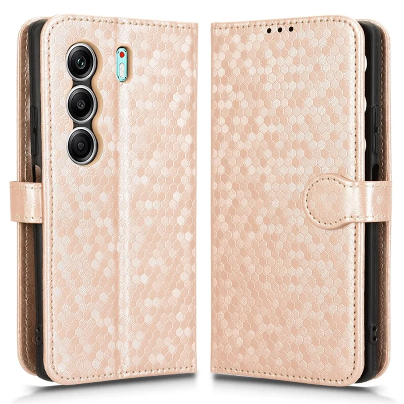 Wallet Case for TECNO Camon 40 4G / 40 Pro 4G / 40 Pro 5G Dot Pattern Imprint PU Leather Phone Cover - Rose Gold