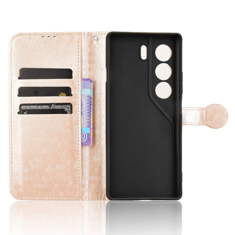 Wallet Case for TECNO Camon 40 4G / 40 Pro 4G / 40 Pro 5G Dot Pattern Imprint PU Leather Phone Cover - Rose Gold