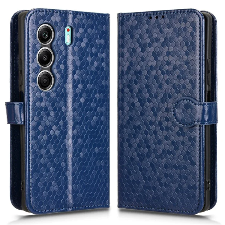 Wallet Case for TECNO Camon 40 4G / 40 Pro 4G / 40 Pro 5G Dot Pattern Imprint PU Leather Phone Cover - Dark Blue