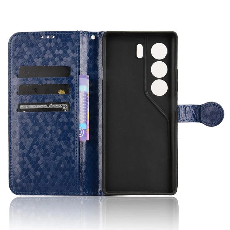 Wallet Case for TECNO Camon 40 4G / 40 Pro 4G / 40 Pro 5G Dot Pattern Imprint PU Leather Phone Cover - Dark Blue