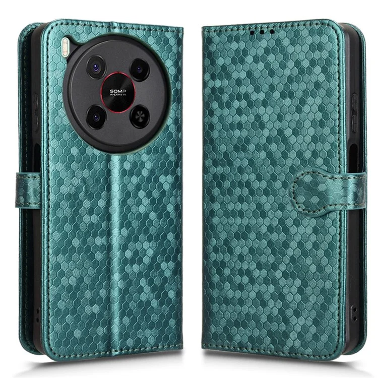 For ZTE Blade V70 Max Wallet Case Dot Pattern Imprint PU Leather Phone Cover - Green
