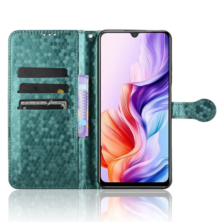 For ZTE Blade V70 Max Wallet Case Dot Pattern Imprint PU Leather Phone Cover - Green