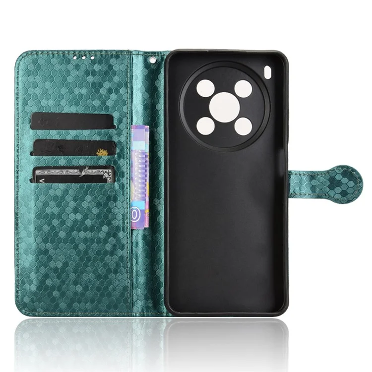 For ZTE Blade V70 Max Wallet Case Dot Pattern Imprint PU Leather Phone Cover - Green