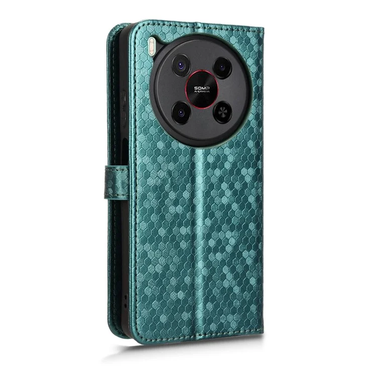 For ZTE Blade V70 Max Wallet Case Dot Pattern Imprint PU Leather Phone Cover - Green