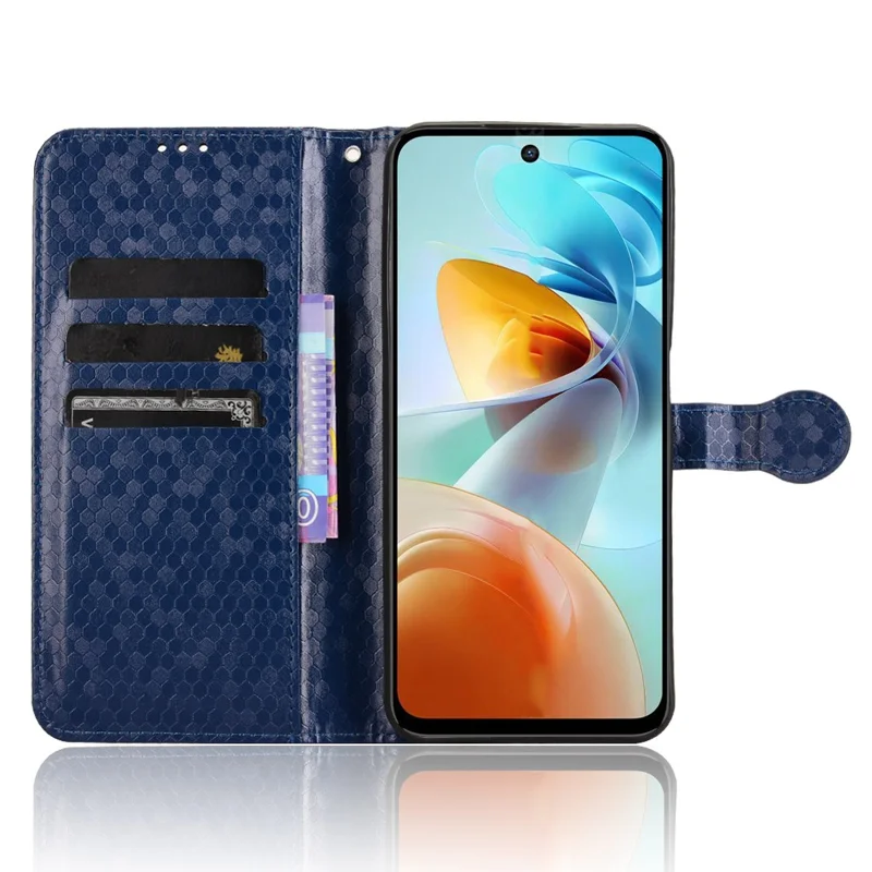 For ZTE nubia Music 2 Wallet Case Dot Pattern Imprint PU Leather Phone Cover - Dark Blue