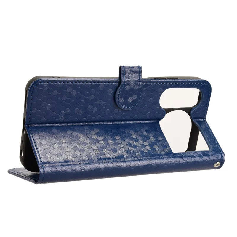 For ZTE nubia Music 2 Wallet Case Dot Pattern Imprint PU Leather Phone Cover - Dark Blue