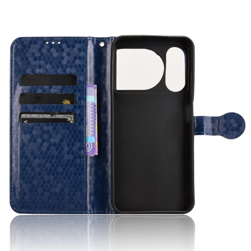 For ZTE nubia Music 2 Wallet Case Dot Pattern Imprint PU Leather Phone Cover - Dark Blue